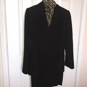 Bicci Black Two Piece Wool Suit with Beading